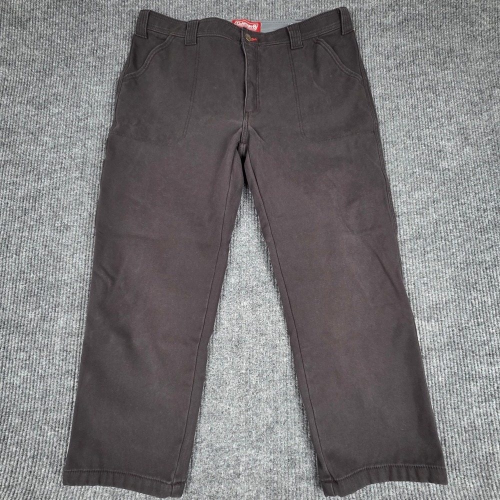 Coleman Men's Cargo Work Pants Brown Flannel‎ Lined Size 38x30